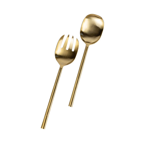 Brushed Brass Salad Servers Set