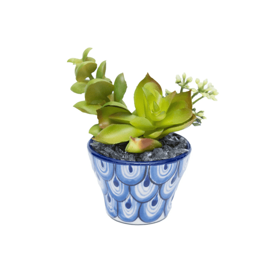 Blue Guatemalan Succulent Planter - Saltbox Sash