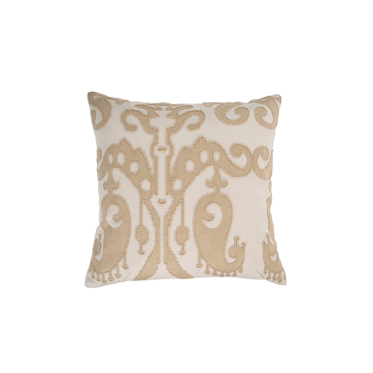 Embroidered Ikat Pillow - Ecru - Saltbox Sash