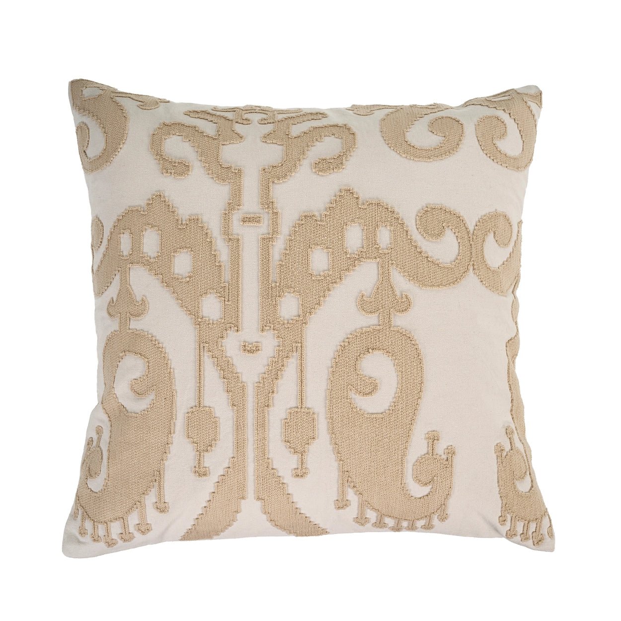 Embroidered Ikat Pillow - Ecru - Saltbox Sash