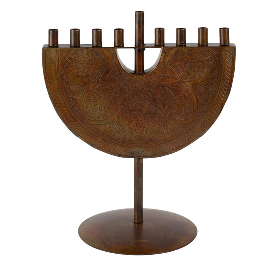 Engraved Iron Menorah - Saltbox Sash