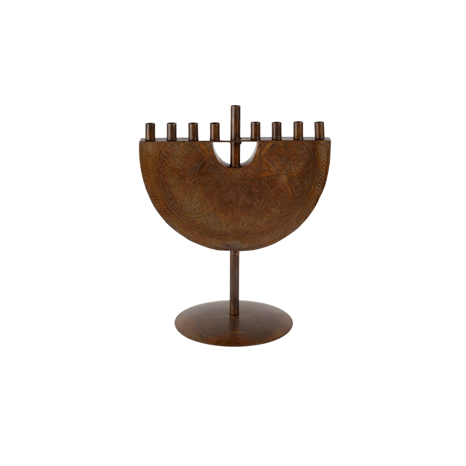 Engraved Iron Menorah - Saltbox Sash