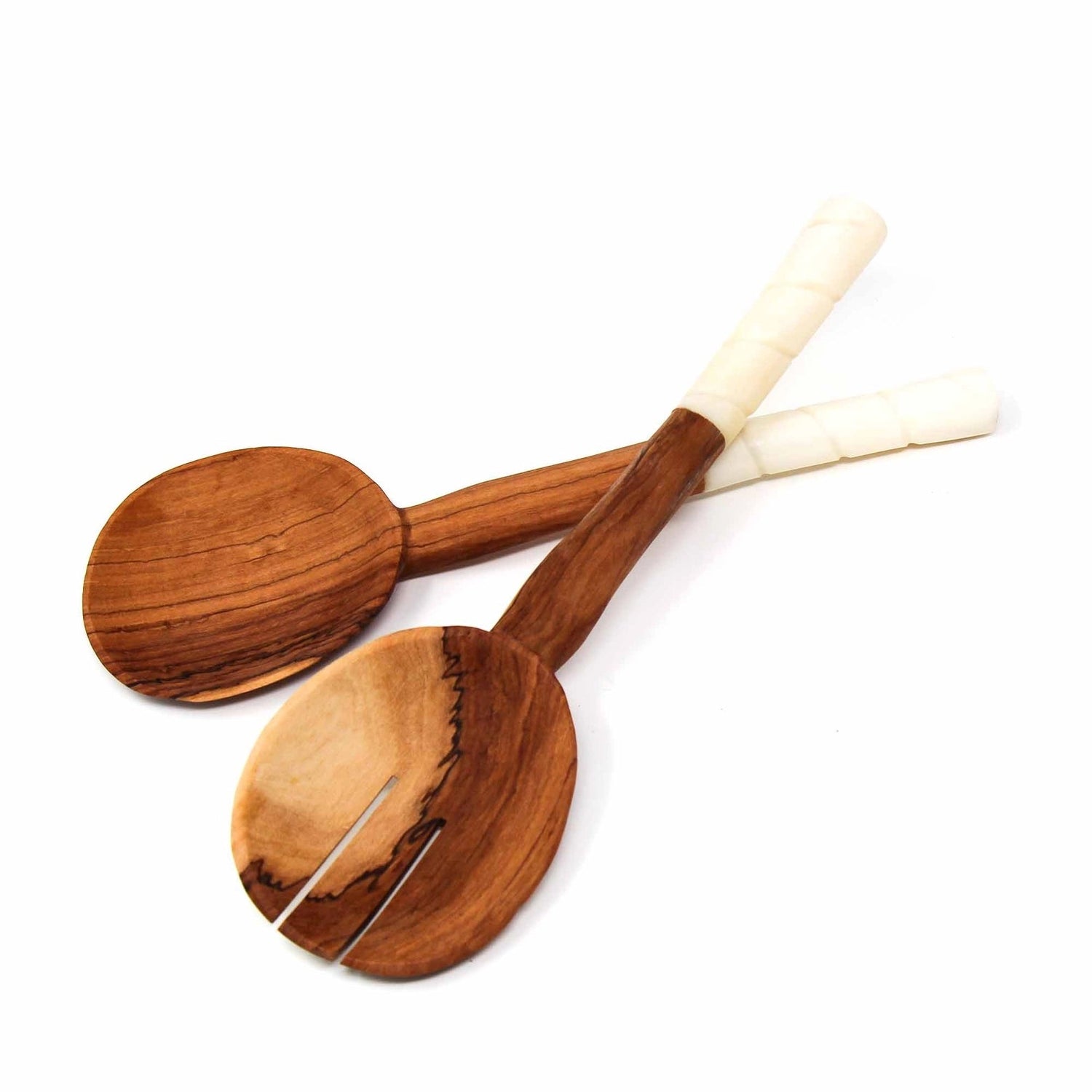 Etched Olive Wood Salad Servers - Saltbox Sash