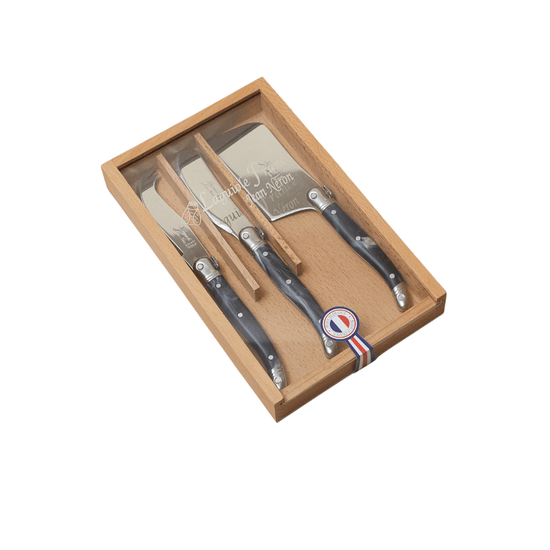 Laguiole 3 Piece Mini Cheese Utensil Set Black Marble - Saltbox Sash