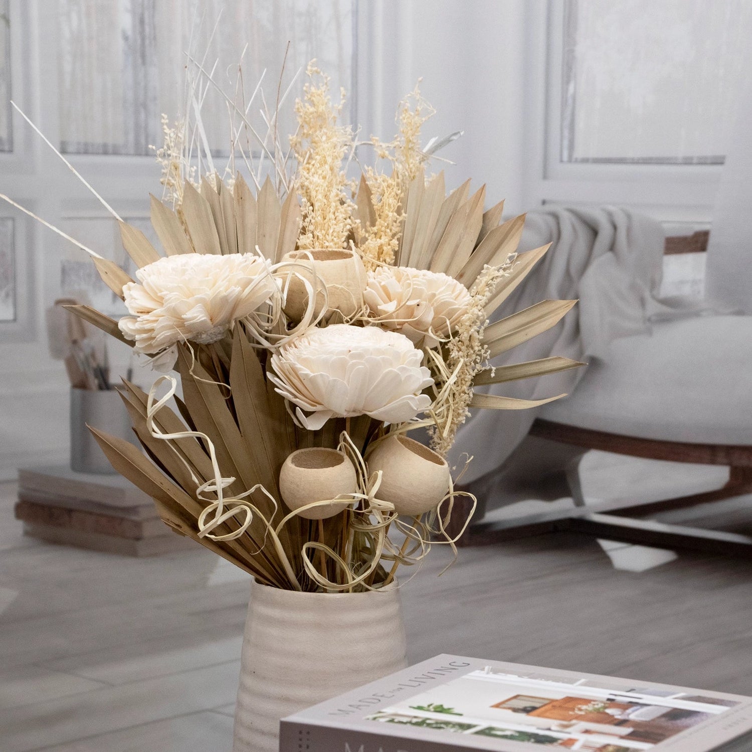 Sola Flower & Natural Palm Bouquet - Saltbox Sash