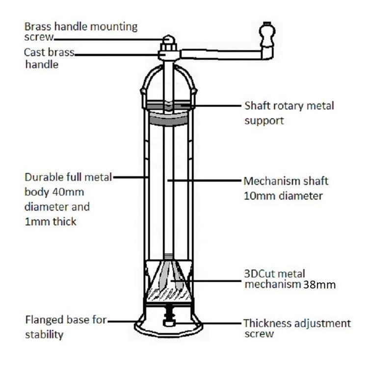 The Original Brass Pepper Mill 9" - Saltbox Sash