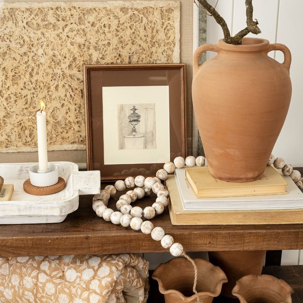 White Wooden Decor Beads - Saltbox Sash