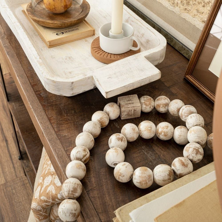 White Wooden Decor Beads - Saltbox Sash